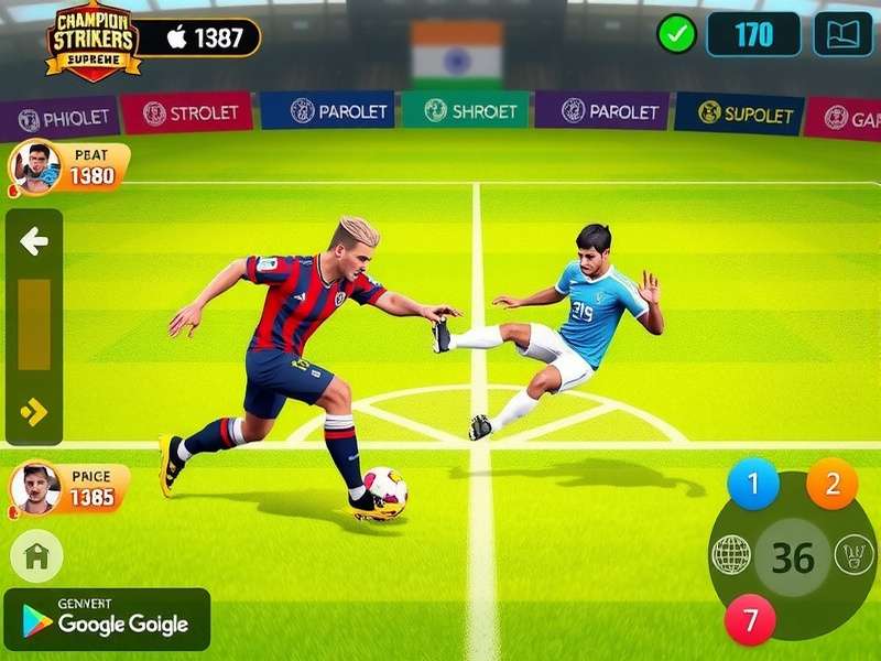 Champion Strikers Supreme gameplay screenshot showing football action